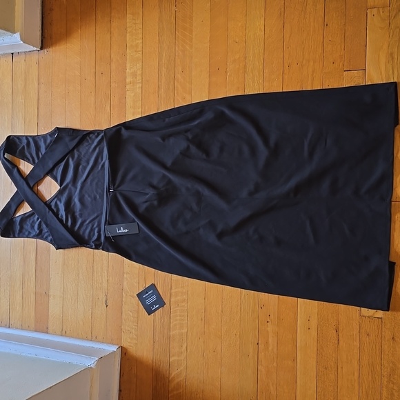 NWT, Lulus, Halter Criss-Cross Back Maxi Dress, Black, Women's L - Picture 2 of 11